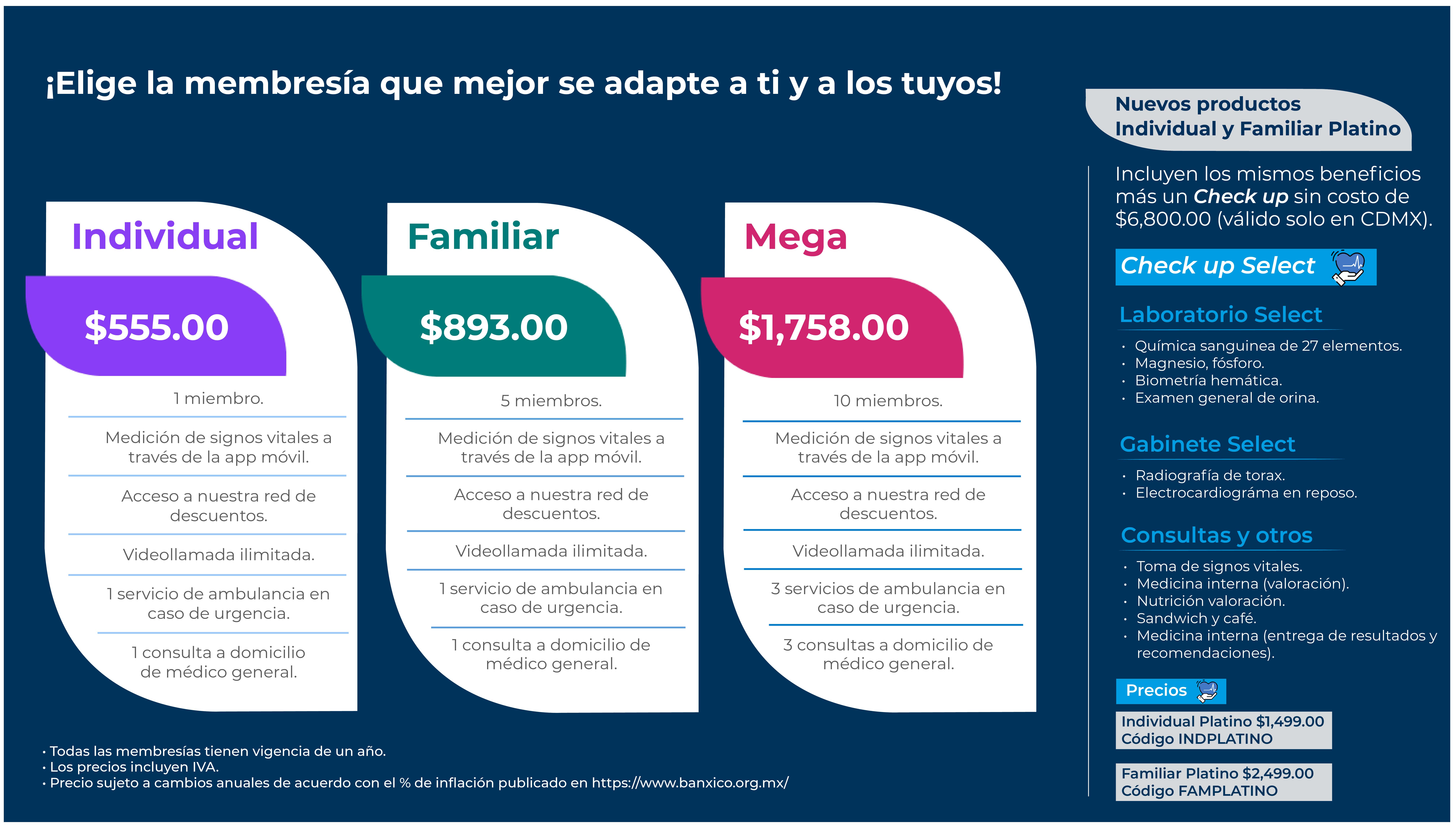 Tipos principales de membresias